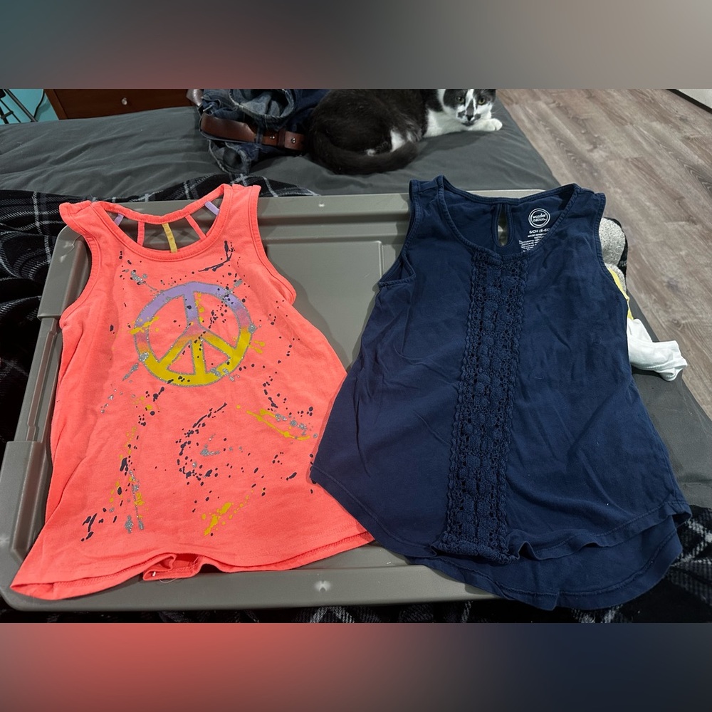 Wonder Nation Coral and Navy Kids Tank Tops